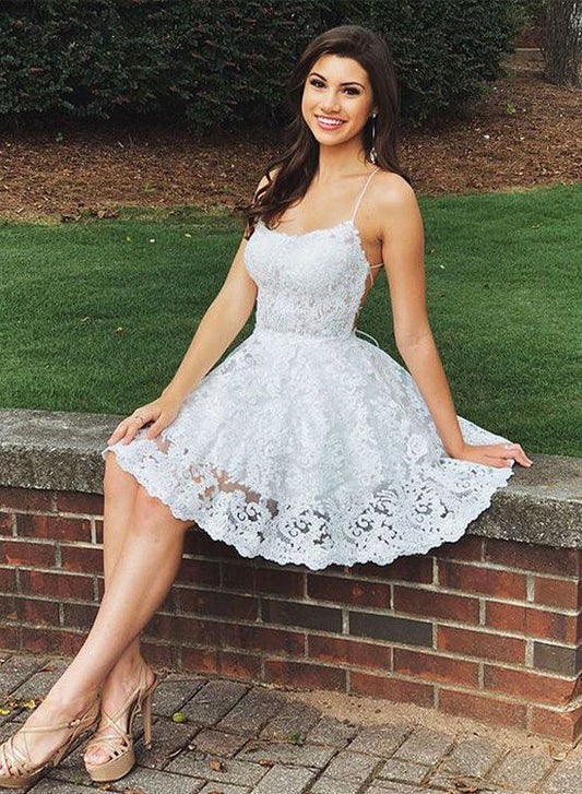 Zoey Lace Homecoming Dresses White Short 109