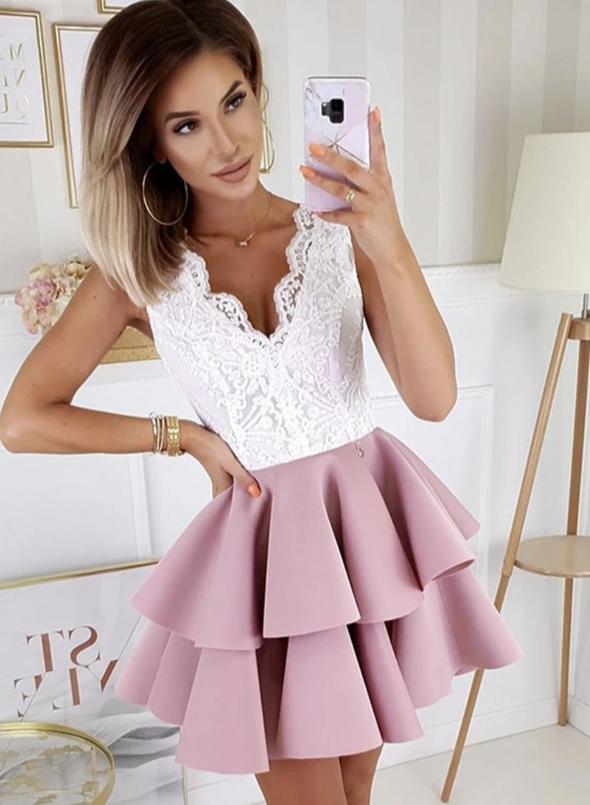 Cute Lace Melany Homecoming Dresses Short Dress 11891