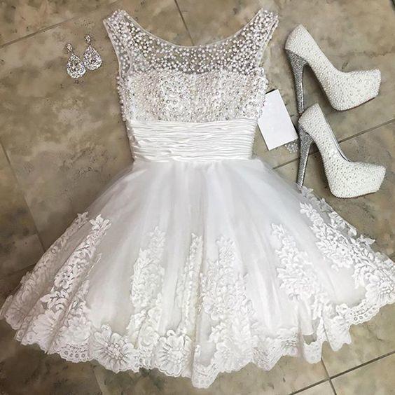 White Short Paige Homecoming Dresses Beading Dress 12311