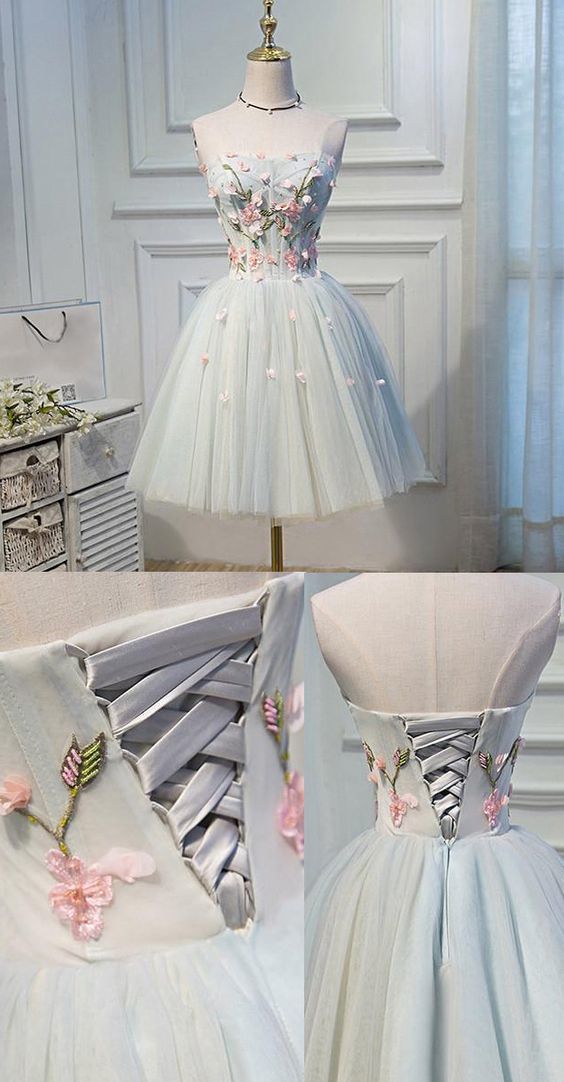 Short Grey With Flower Up Mini Cloe Lace Homecoming Dresses Fancy 125