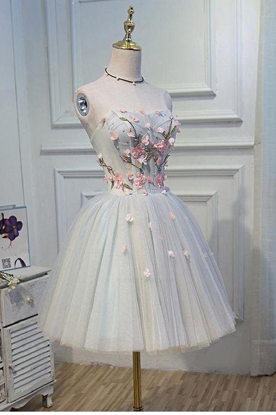 Short Grey With Flower Up Mini Cloe Lace Homecoming Dresses Fancy 125