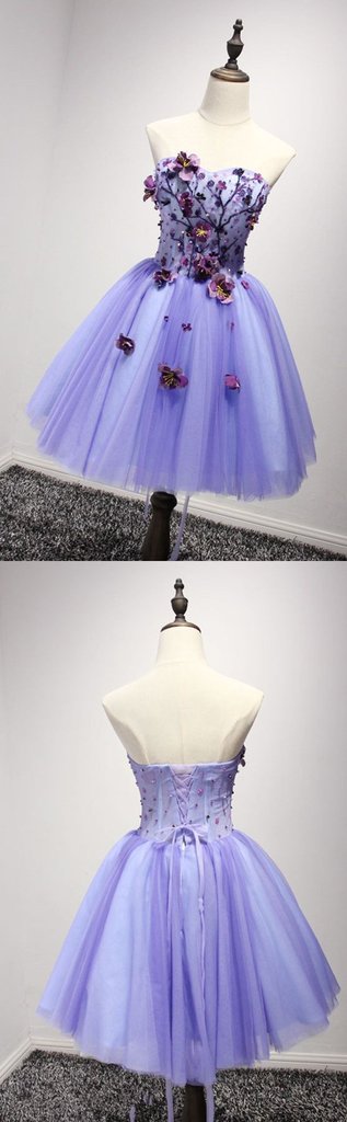 Lovely Purple Sweetheart Nyasia Homecoming Dresses Flowers 12834