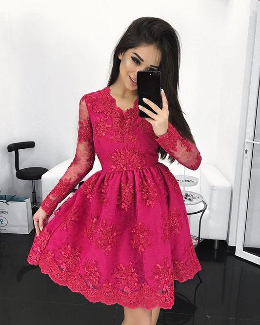 Jewel Lace A Line Homecoming Dresses 12896