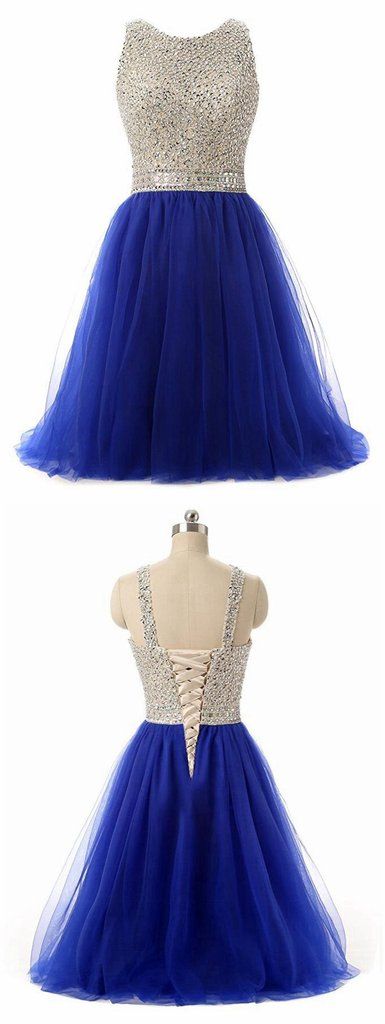 Beaded Top Back To School Dresses Marcie Homecoming Dresses Royal Blue Short For Teens 1303