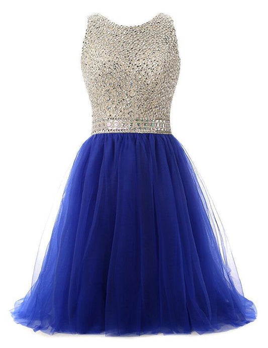 Beaded Top Back To School Dresses Marcie Homecoming Dresses Royal Blue Short For Teens 1303