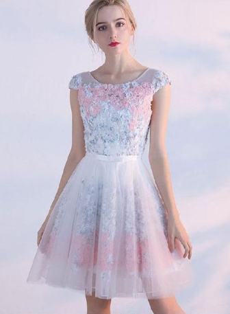 Morden Cute Cute 3D Flower Short Ansley Homecoming Dresses A Line 1313