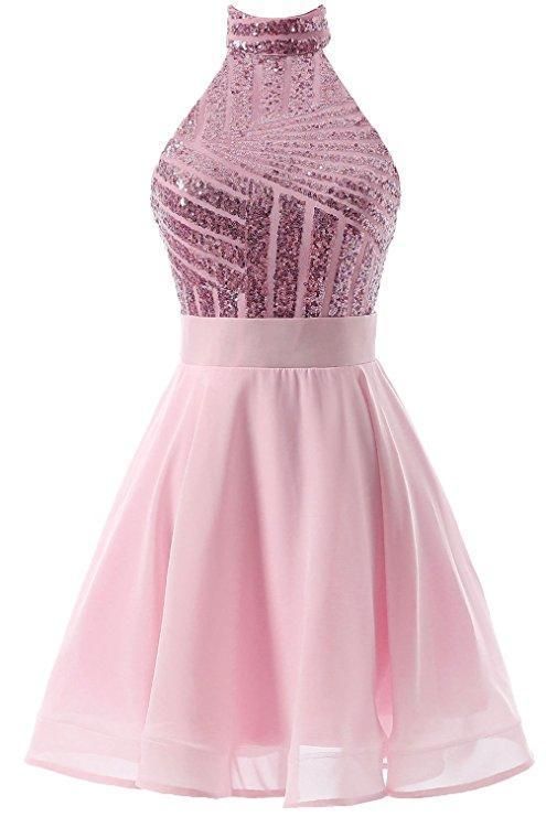 Short A Line Homecoming Dresses Nydia Halter Cheap. Mini Sparkly Backless . 1468