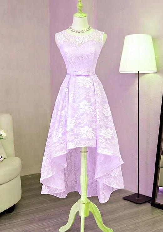 Beautiful Homecoming Dresses Catherine Lace Lavender High Low Dress 2024 Short Formal Dress 17200