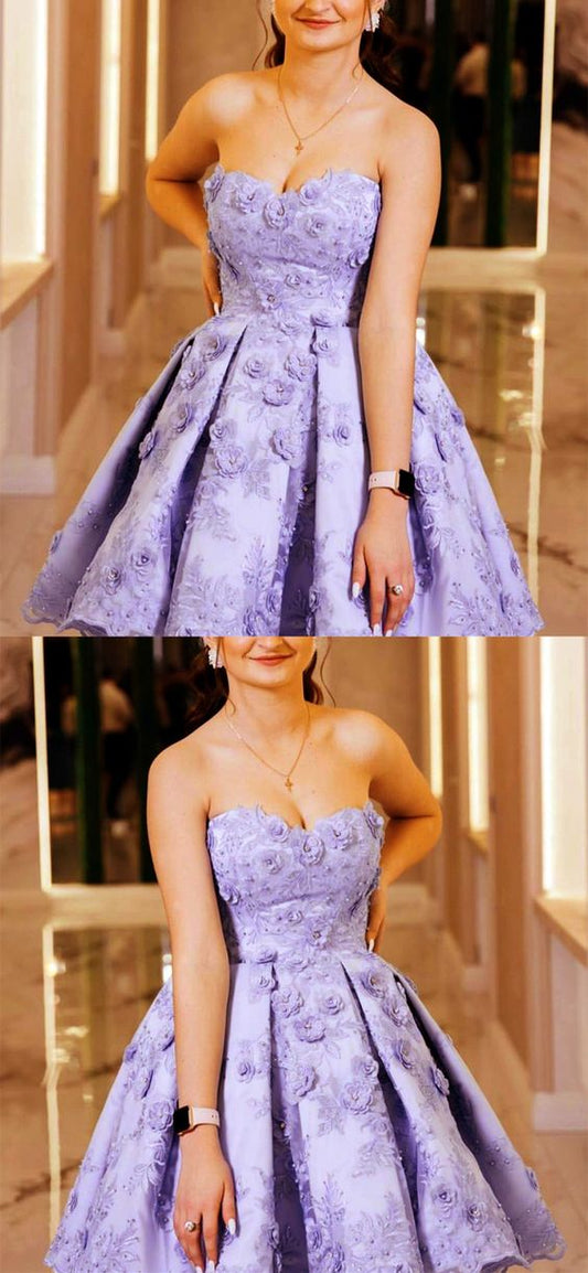 Lavender Dahlia Lace Homecoming Dresses 17311