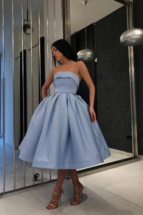 Strapless Blue Short Ball Gown Wear Gabrielle Homecoming Dresses Dresses 1862