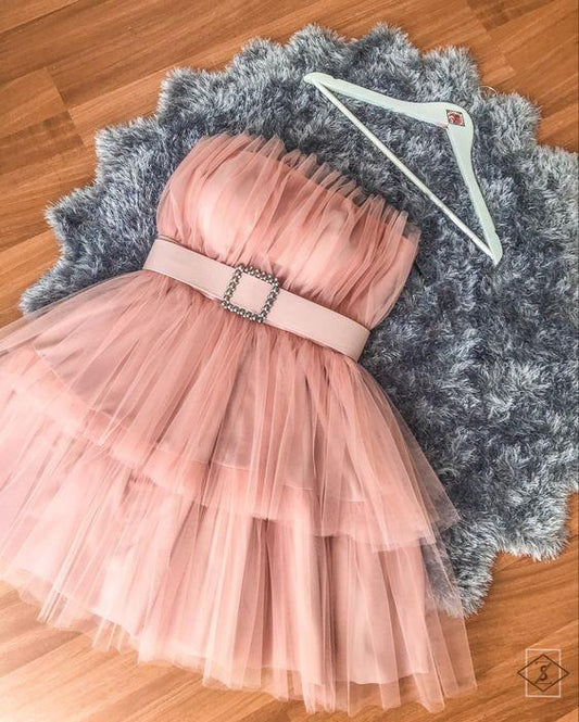 Tulle Homecoming Dresses Pink Aryanna Short 18944