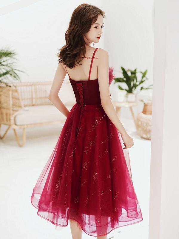 Burgundy Sequins Homecoming Dresses Lace Aaliyah Short 19027