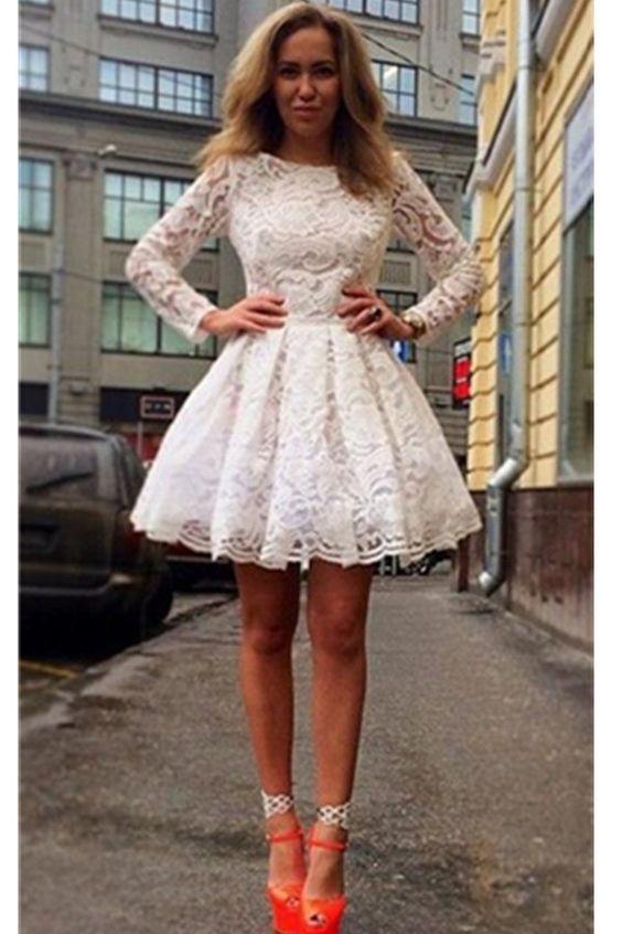 Long Sleeves Classy Short Homecoming Dresses Dana Lace Pretty For Teens 1961