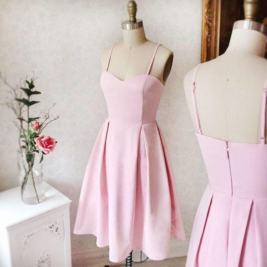 Charming Pink Elisabeth Homecoming Dresses A Line Short Spaghetti Straps Gown 1972