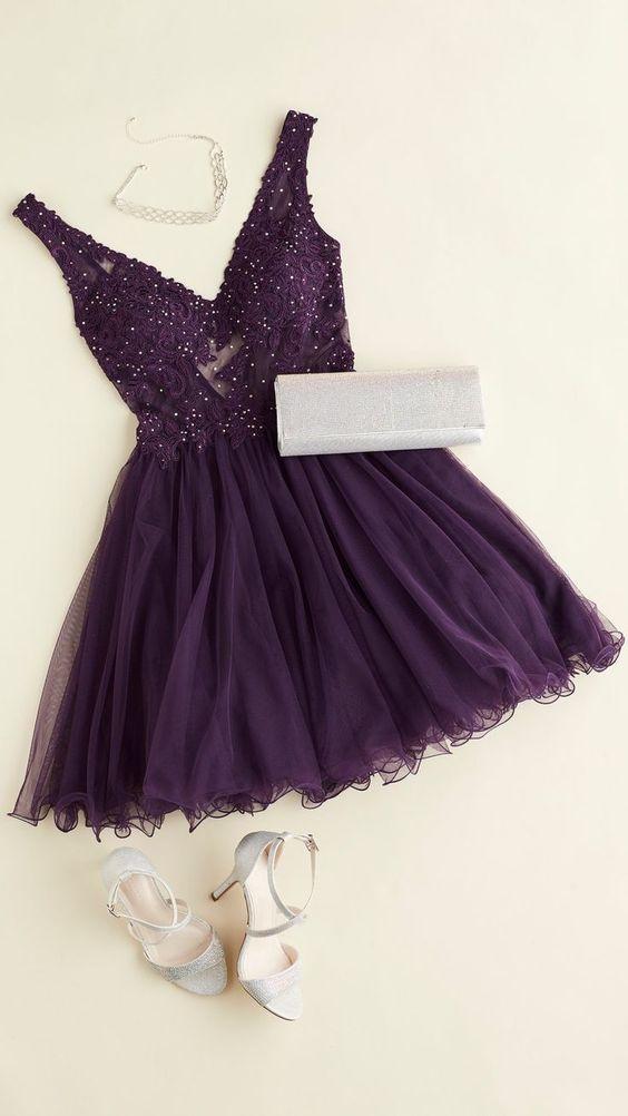 Purple Amiyah Homecoming Dresses 1985