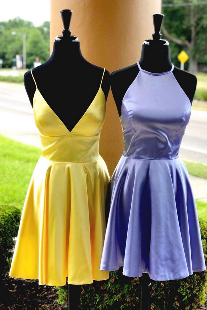 SIMPLE SATIN SHORT DRESS Tatum Homecoming Dresses SATIN 2033