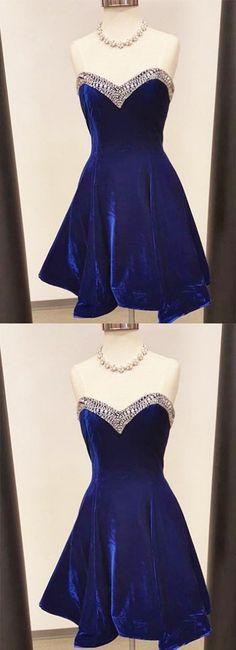 Simple Royal Blue Homecoming Dresses Samara A-Line Short Velvet 2136