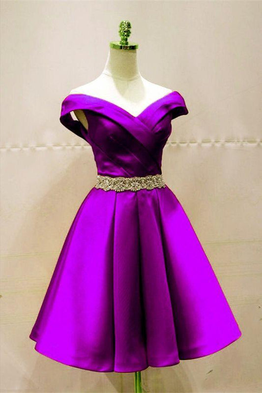 Short Satin Jaslene Homecoming Dresses Purple 21754