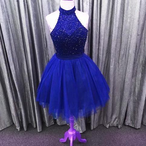 Sparkly Mikayla Homecoming Dresses Beading Halter Tulle 22150