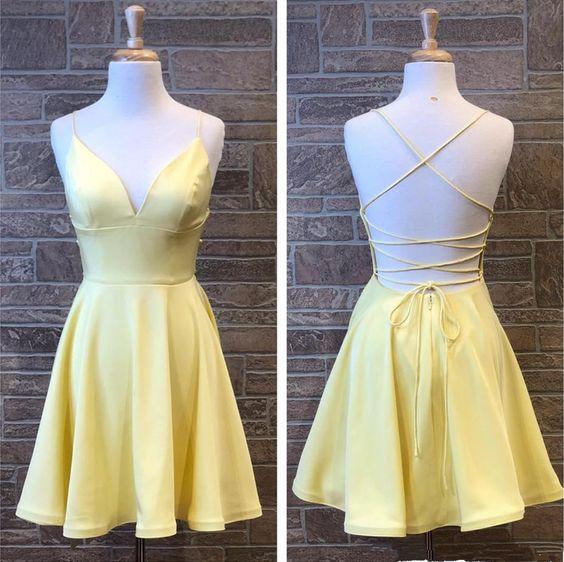 Yellow Homecoming Dresses Skyla Short Party Dress 22747