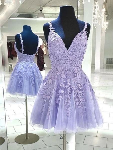 Purple Formal Jaslyn Lace Homecoming Dresses 23220