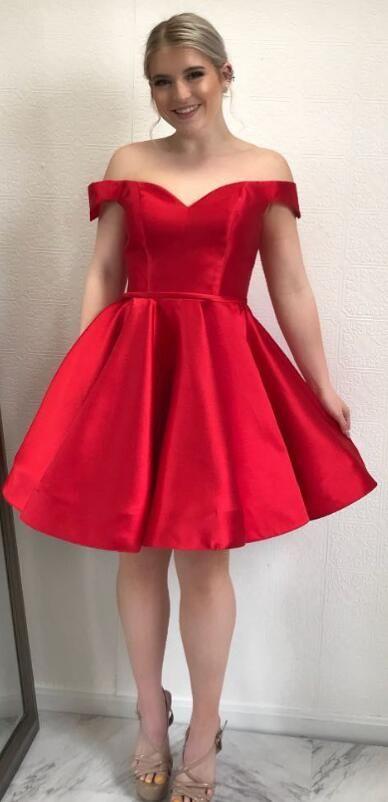 Short Off The Shoulder Red Party Dress Homecoming Dresses Mabel 24140