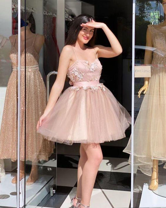 Champagne Tulle Sweetheart With Helen Lace Homecoming Dresses 24245