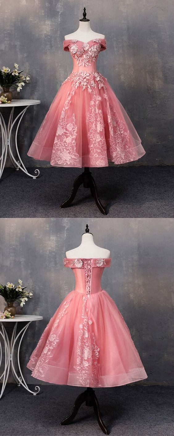 Tea Length Blush Tulle Pink Maritza Homecoming Dresses Ball Gown 2455