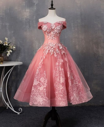 Tea Length Blush Tulle Pink Maritza Homecoming Dresses Ball Gown 2455