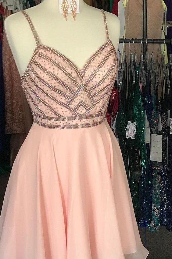 Straps Peach Harper Homecoming Dresses Short 24617