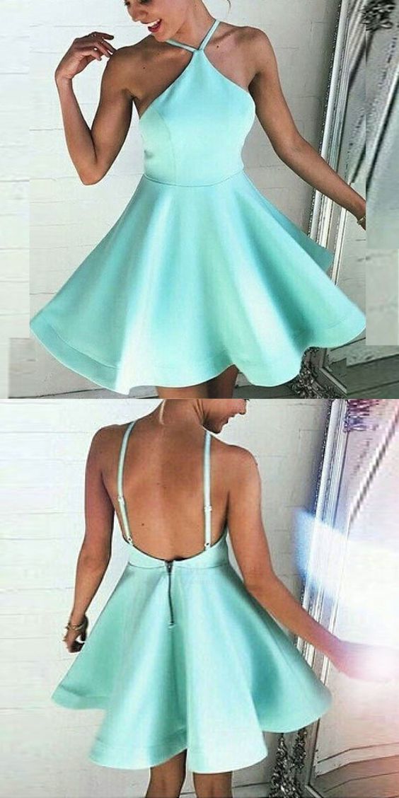 A-Line Dresses Backless Homecoming Dresses Jaliyah Short Mint Green 255