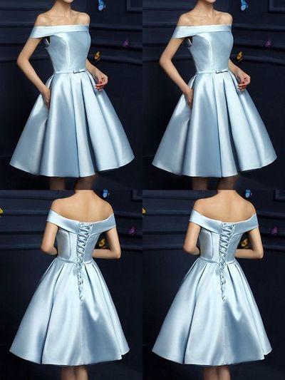 Elegant Josie Homecoming Dresses Off The Shoulder Light Blue 256