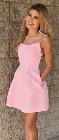 Pink Lizeth Homecoming Dresses Short With Pockets 276