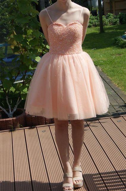 Sexy Dress Spaghetti Straps Dress Homecoming Dresses Kara Pink Short Tulle Gown 2761