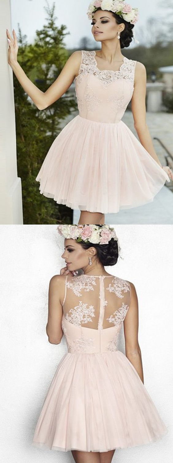 Elegant A-Line Sophie Homecoming Dresses Lace Halter Cheap Short 281