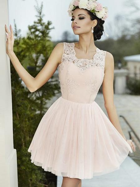 Elegant A-Line Sophie Homecoming Dresses Lace Halter Cheap Short 281