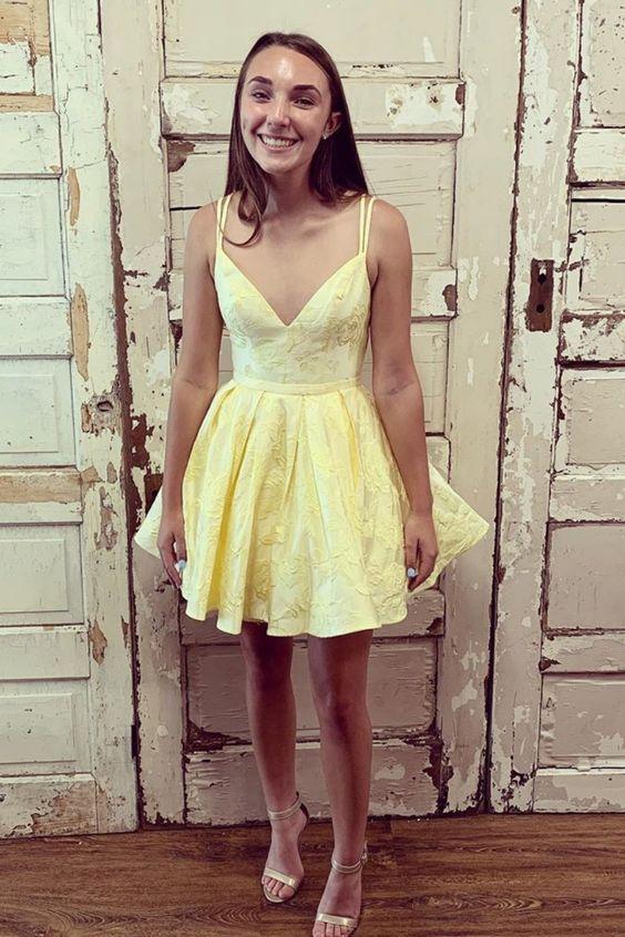 Princess Yellow Short With Homecoming Dresses Nellie Double Straps 2834