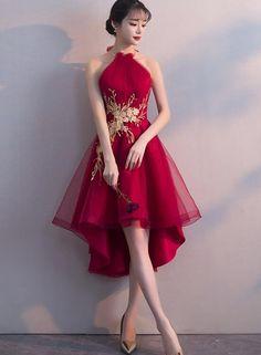 Halter Red Homecoming Dresses Autumn Tulle A-Line Sleeveless Short 285