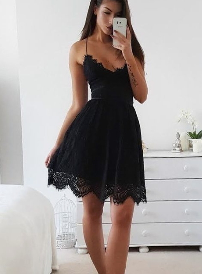 Black Criss Cross Lace Jimena Homecoming Dresses Short Dress Sexy For Teens 3189