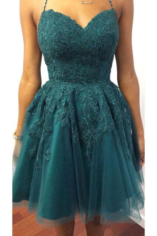 Halter Dark Homecoming Dresses Isla Green Short 3317