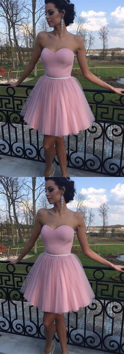 Cute Short Sweetheart Short Pink Homecoming Dresses Erika Party Dress 350