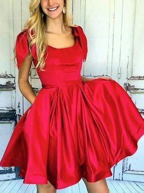 Simple Scoop Aline Red Short Dress Homecoming Dresses Angelina Cute Party Dress 3518