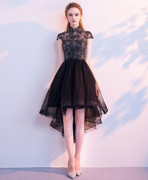 Cute Black Tulle Short Dress Homecoming Dresses Angel Black 3585