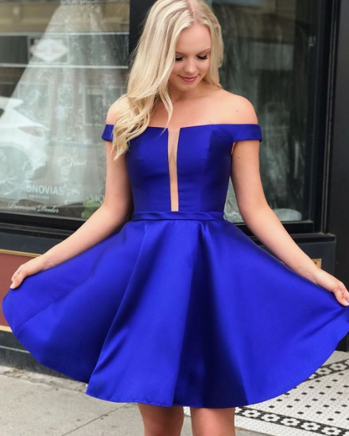 Off Royal Blue Karissa Homecoming Dresses The Shoulder Short 3623