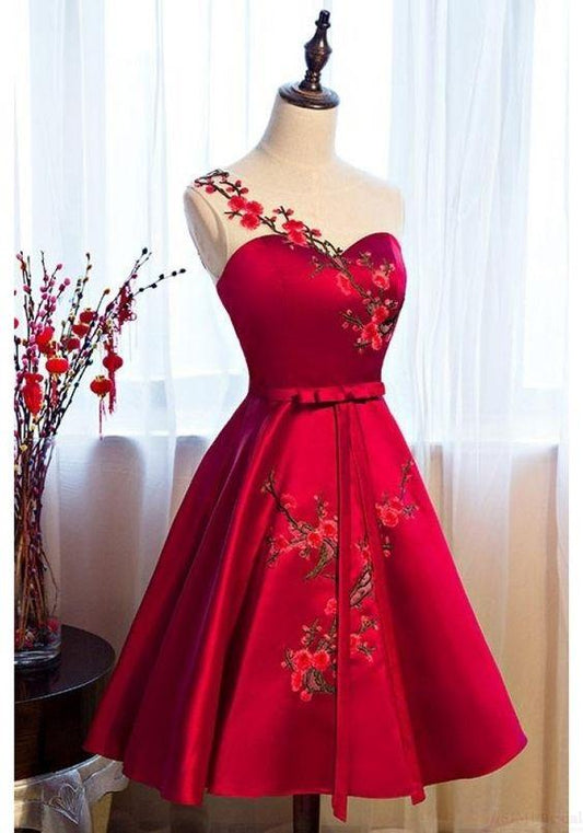 Homecoming Dresses Yadira Satin Burgundy With Applique 363