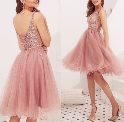 Homecoming Dresses Rosie Pink Cute Back To School Dress Tulle Party Dress 3701