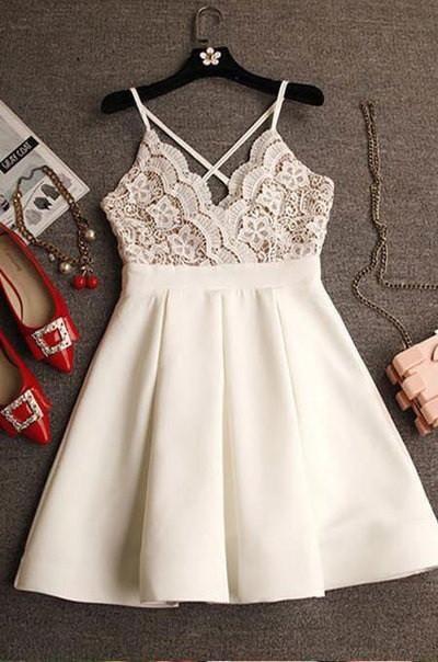 Britney Homecoming Dresses White Short 373