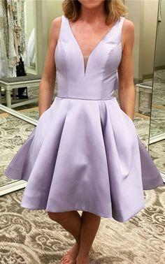 Simple Short Lavnder Katharine Homecoming Dresses 3848