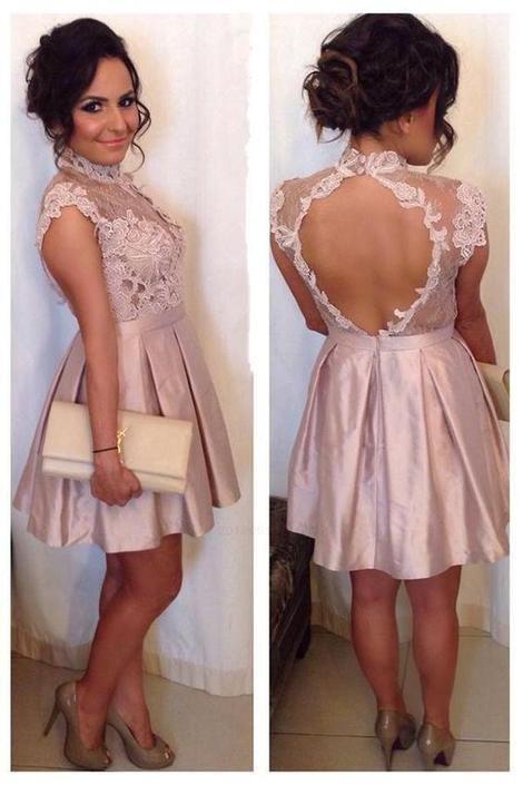 Sleeveless High Patti Homecoming Dresses Lace Neck 3949