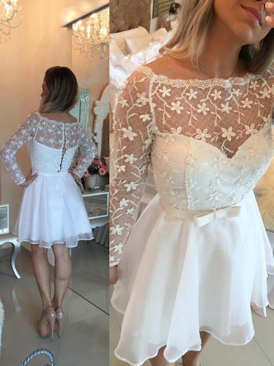 Long Sleeves White Homecoming Dresses Skylar 3985